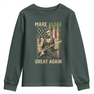 Make Algae Great Again Youth Sweatshirt Funny Lincoln Political Satire Humor TS14 Dark Forest Green Print Your Wear