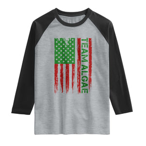 Team Algae Raglan Shirt Funny Make Algae Great Again American Flag Political Meme TS14 Heather Gray Black Print Your Wear