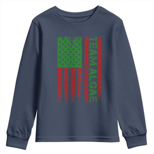 Team Algae Youth Sweatshirt Funny Make Algae Great Again American Flag Political Meme TS14 Navy Print Your Wear