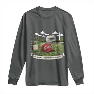 Make Algae Great Again Long Sleeve Shirt Funny Political Satire Humor TS14 Dark Heather Print Your Wear