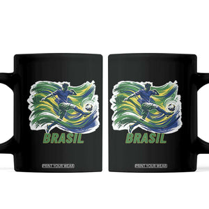 Brazil Soccer Fan Coffee Mug Brasil Flag Football Game Day Supporter TS14 Black Print Your Wear