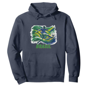 Brazil Soccer Fan Hoodie Brasil Flag Football Game Day Supporter TS14 Navy Print Your Wear