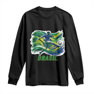 Brazil Soccer Fan Long Sleeve Shirt Brasil Flag Football Game Day Supporter TS14 Black Print Your Wear