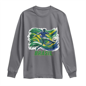Brazil Soccer Fan Long Sleeve Shirt Brasil Flag Football Game Day Supporter TS14 S Charcoal Print Your Wear