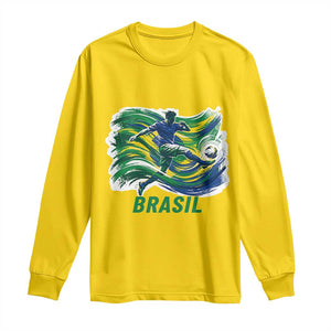 Brazil Soccer Fan Long Sleeve Shirt Brasil Flag Football Game Day Supporter TS14 Daisy Print Your Wear