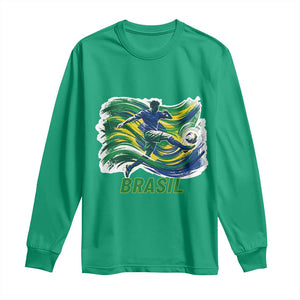 Brazil Soccer Fan Long Sleeve Shirt Brasil Flag Football Game Day Supporter TS14 Irish Green Print Your Wear