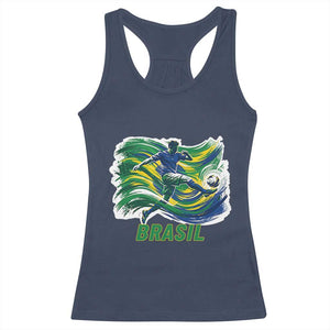 Brazil Soccer Fan Racerback Tank Top Brasil Flag Football Game Day Supporter TS14 Navy Print Your Wear