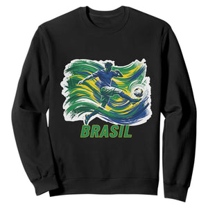 Brazil Soccer Fan Sweatshirt Brasil Flag Football Game Day Supporter TS14 Black Print Your Wear