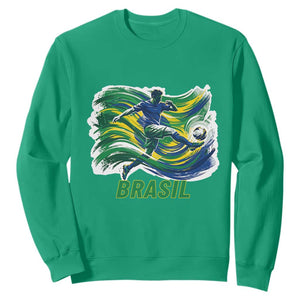 Brazil Soccer Fan Sweatshirt Brasil Flag Football Game Day Supporter TS14 Irish Green Print Your Wear