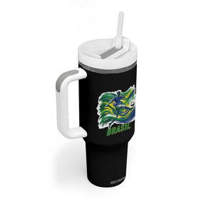 Brazil Soccer Fan Tumbler With Handle Brasil Flag Football Game Day Supporter TS14 Print Your Wear