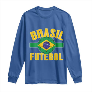 Brazil Soccer Football Fan Brasil Flag Long Sleeve Shirt TS14 Royal Blue Print Your Wear