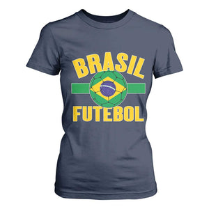 Brazil Soccer Football Fan Brasil Flag T Shirt For Women TS14 Navy Print Your Wear