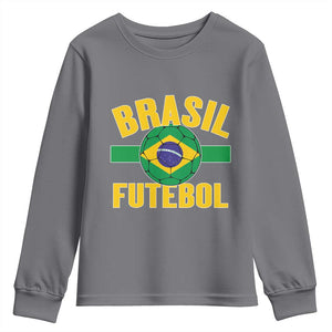 Brazil Soccer Football Fan Brasil Flag Youth Sweatshirt TS14 Charcoal Print Your Wear