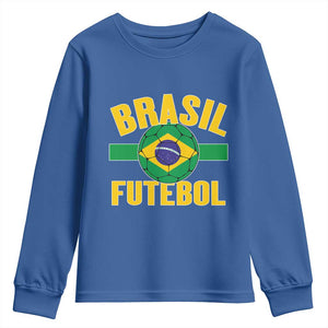Brazil Soccer Football Fan Brasil Flag Youth Sweatshirt TS14 Royal Blue Print Your Wear