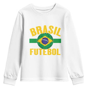 Brazil Soccer Football Fan Brasil Flag Youth Sweatshirt TS14 White Print Your Wear