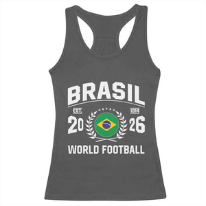 Brasil Flag Brazil Soccer Football Fan Racerback Tank Top TS14 Dark Heather Print Your Wear