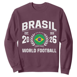 Brasil Flag Brazil Soccer Football Fan Sweatshirt TS14 S Maroon Print Your Wear