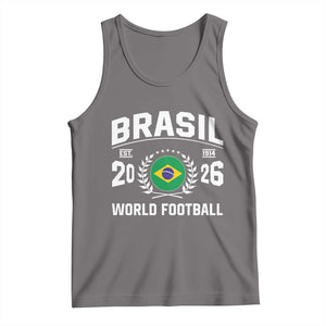 Brasil Flag Brazil Soccer Football Fan Tank Top TS14 Deep Heather Print Your Wear