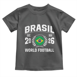 Brasil Flag Brazil Soccer Football Fan Toddler T Shirt TS14 Dark Heather Print Your Wear