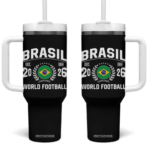 Brasil Flag Brazil Soccer Football Fan Tumbler With Handle TS14 One Size: 40 oz Black Print Your Wear