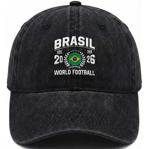 Brasil Flag Brazil Soccer Football Fan Washed Cotton Baseball Cap TS14 Print Your Wear