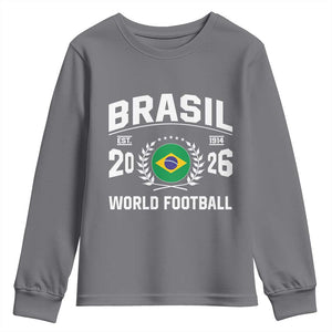 Brasil Flag Brazil Soccer Football Fan Youth Sweatshirt TS14 Charcoal Print Your Wear
