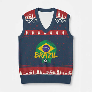 Brazil Soccer Fan Brasil Flag V-Neck Knit Sweater Vest Brazilian Football Game Day Supporter TS14 Navy Red Print Your Wear