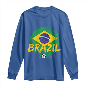 Brazil Soccer Fan Brasil Flag Long Sleeve Shirt Brazilian Football Game Day Supporter TS14 Royal Blue Print Your Wear