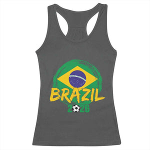 Brazil Soccer Fan Brasil Flag Racerback Tank Top Brazilian Football Game Day Supporter TS14 Dark Heather Print Your Wear