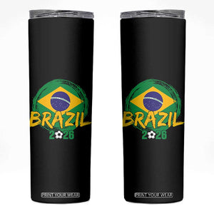 Brazil Soccer Fan Brasil Flag Skinny Tumbler Brazilian Football Game Day Supporter TS14 Black Print Your Wear