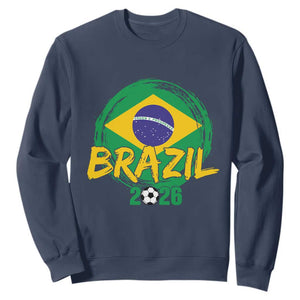 Brazil Soccer Fan Brasil Flag Sweatshirt Brazilian Football Game Day Supporter TS14 Navy Print Your Wear