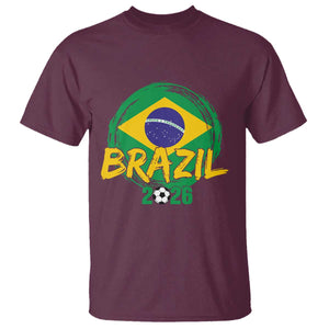 Brazil Soccer Fan Brasil Flag T Shirt Brazilian Football Game Day Supporter TS14 Maroon Print Your Wear