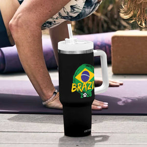 Brazil Soccer Fan Brasil Flag Tumbler With Handle Brazilian Football Game Day Supporter TS14 Print Your Wear
