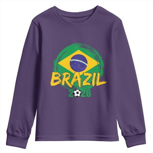 Brazil Soccer Fan Brasil Flag Youth Sweatshirt Brazilian Football Game Day Supporter TS14 Purple Print Your Wear