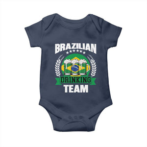 Brazil Drinking Team Baby Onesie Funny Brazilian Flag Beer Party Gift TS14 Navy Print Your Wear