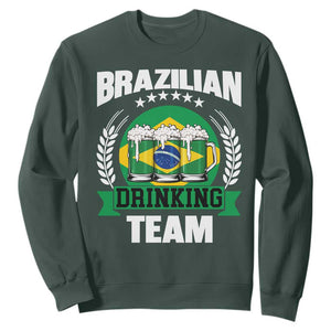 Brazil Drinking Team Sweatshirt Funny Brazilian Flag Beer Party Gift TS14 S Dark Forest Green Print Your Wear