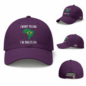 I'm Not Yelling I'm Brazilian Baseball Cap Funny Brazil Pride TS14 Baseball Cap Universal Fit Purple Print Your Wear