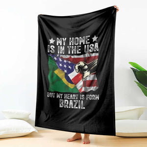 Brazilian American Patriot Heart Is From Brazil Flag Throw Blanket TS14 Print Your Wear