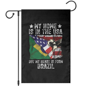 Brazilian American Patriot Heart Is From Brazil Flag Garden Flag TS14 Black Print Your Wear