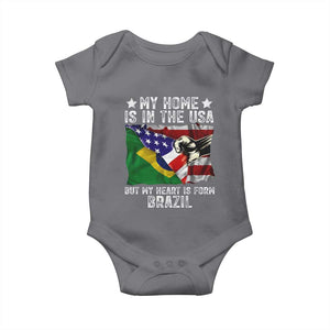 Brazilian American Patriot Heart Is From Brazil Flag Baby Onesie TS14 Charcoal Print Your Wear