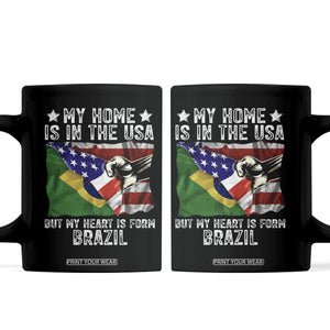 Brazilian American Patriot Heart Is From Brazil Flag Coffee Mug TS14 Black Print Your Wear