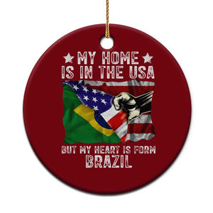 Brazilian American Patriot Heart Is From Brazil Flag Ceramic Ornament TS14 1pc Red Print Your Wear