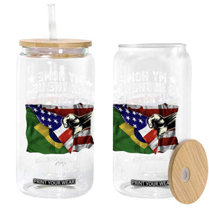 Brazilian American Patriot Heart Is From Brazil Flag Glass Can TS14 Print Your Wear
