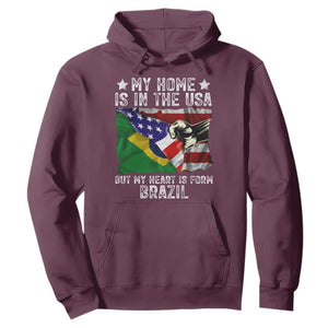 Brazilian American Patriot Heart Is From Brazil Flag Hoodie TS14 Maroon Print Your Wear