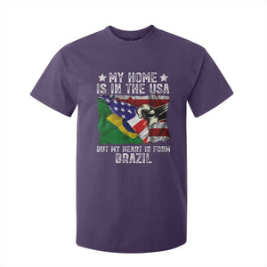 Brazilian American Patriot Heart Is From Brazil Flag T Shirt For Kid TS14 Purple Print Your Wear