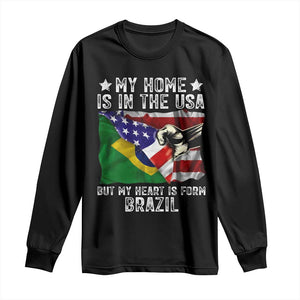 Brazilian American Patriot Heart Is From Brazil Flag Long Sleeve Shirt TS14 Black Print Your Wear