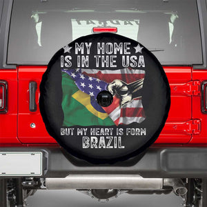 Brazilian American Patriot Heart Is From Brazil Flag Spare Tire Cover TS14 Black Print Your Wear