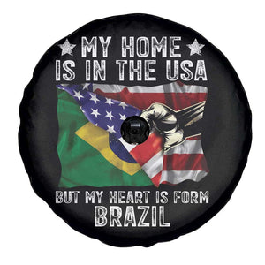 Brazilian American Patriot Heart Is From Brazil Flag Spare Tire Cover TS14 Print Your Wear