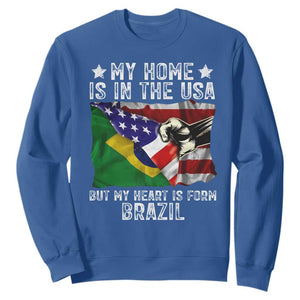 Brazilian American Patriot Heart Is From Brazil Flag Sweatshirt TS14 Royal Blue Print Your Wear