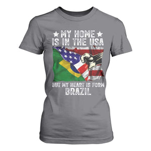 Brazilian American Patriot Heart Is From Brazil Flag T Shirt For Women TS14 Charcoal Print Your Wear